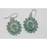 Emerald earrings with 9ct white gold hooks