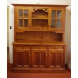 Large pine buffet divides into 2 parts for removal, 164cm wide, 50cm deep, 219cm high