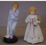 Two Royal Doulton figurines to include Bunny's bedtime HN3370, and Sleeping Darling HN2953 , H19cm