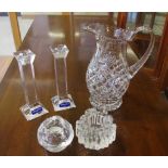 Pair of Villeroy & Boch crystal candle holders 20 cm high in original box, together with a large cut