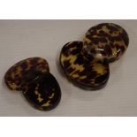 Two vintage oval tortoiseshell trinket boxes 7.5cm wide (largest) approx.