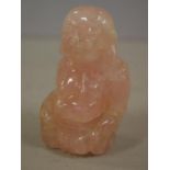 Antique rose quartz seated Buddha 7.5cm high