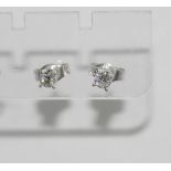 9ct white gold and diamond studs 4 claw set, TDW=0.20cts H/Si2, weight: approx 0.69 grams