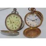 Two full hunter pocket watches, one silver both Dennison Watch Case co cases, Silver H.W Pinkerton
