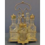 Vintage silver plate and cut crystal cruet set