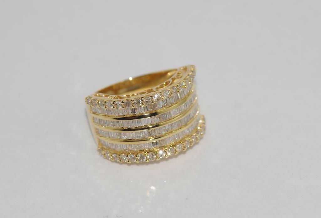 18ct yellow gold and diamond stacker style ring TDW= 2.17ct, weight: approx 9.21 grams, size: N-O/7 - Image 2 of 2