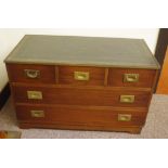 Campaign style chest of drawers by Reprodux (England), with 3 short & 2 long drawers, 93cm wide,