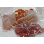 Box of amber pieces suitable for jewellery making