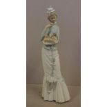 Large Lladro lady with dog figurine 'A walk with the dog', 37cm high approx.