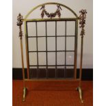 Vintage brass and glass fire screen W50cm X H76cm approx