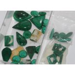 Box of good piece of malachite pieces suitable for jewellery making
