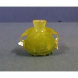 Miniature Chinese jade twin handle vase H5cm approx