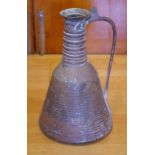 Large rustic copper jug 47cm high approx