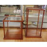 Two timber and perspex display cases 44cm wide, 47cm high and 40cm wide, 71cm high