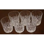 Six Waterford crystal "Lismore" whisky glasses