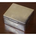 Sterling silver cigarette box 10cm x 9cm approx.