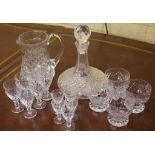 Quantity of good vintage crystal pieces to include a shipping decanter, water jug, and 15 assorted