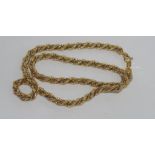 9ct yellow and white gold twist necklace weight: approx 24 grams, size: approx 45cm length