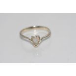 Sterling silver and heart shaped opal ring size: N/6-7