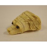 Edwardian carved ivory gentleman's cane handle 5cm long. NB. this item cannot be exported without