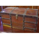 Vintage dome topped trunk metal bound, 29cm x 48cm, 24cm high approx.