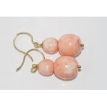 Coral drop earrings with 9ct gold hooks