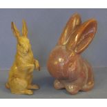 Bourne Denby Danesby Orient Ware Marmaduke rabbit together with a continental rabbit figure, 21cm