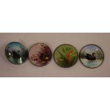 Four vintage Australian handpainted glass buttons as inspected