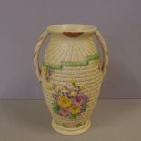 Arthur Wood art deco two handled vase "Garden Wall" pattern, 24.5 cm high