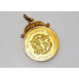 9ct yellow gold Physical culture medallion won by E.M. Moore 1917, Bjelke-Petersen Bros School of