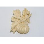 Vintage carved bone floral theme brooch