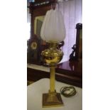 Vintage electrified brass oil lamp
