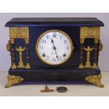 American Sessions mantle clock with 8 day striking movement, in Grecian style timber case, W40cm X
