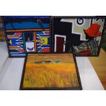 Three P. Burnett decorative artworks two signed lower left, one signed right, 48.05cm X 48.5cm