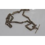 Vintage fob chain necklace with t-bar links marked 925