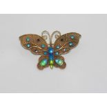 Silver gilt and enamel butterfly