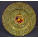 Royal Worcester hand painted "fruit"display plate signed H. Henry, D27cm approx