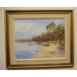 Sheila Todd (1924-2014) "Hawley Beach" oil on board, signed lower right, 30cm x 37cm