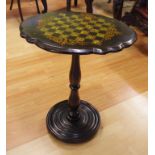 Victorian papier mache & timber occasional table with paua shell inlay chess board top, 61cm x 51cm,
