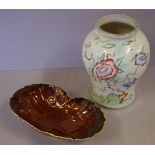 Wood and Sons "Chinese Rose" vase H24cm approx, together with Carltonware "rouge royal" bowl