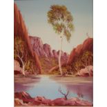 Henk Gerrit Guth (1921-), Outback River Landscape oil on board, signed lower right, 59cm x 44cm
