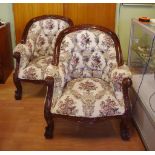 Pair of rococo style tub chairs 75cm wide