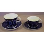 Two Finland "Arabia" breakfast cups and saucers Signed Ulla Procope
