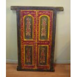 Vintage Eastern window in frame for display, 114cm high, 81cm wide