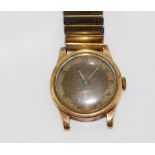 Vintage Omega gentlemen's 9ct cased wristwatch with Omega movement, not currently working and