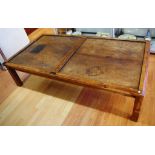 Japanese wooden door card table 174cm long, 93cm wide, 44cm high approx