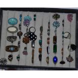 Tray of various costume jewellery rings