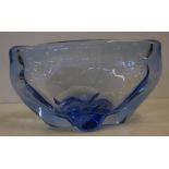 Whitefriars blue glass lobed bowl designed by James Hogan, W26cm approx