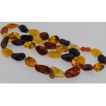 Mixed amber necklace with amber clasp, size: approx 75cm length