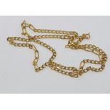 18ct yellow gold small & large link necklace weight: approx 31.6 grams, size: 71.5 cm length